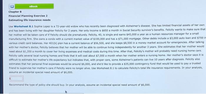 ch. 8 financial planning eBook Chapter 8 Financial Planning Exercise 2 Estimating
