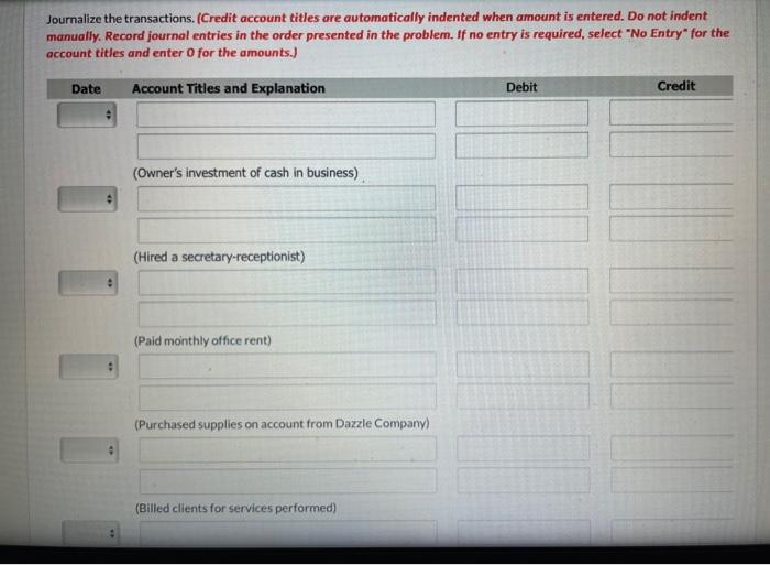 the first month of the operation of her business, the following events