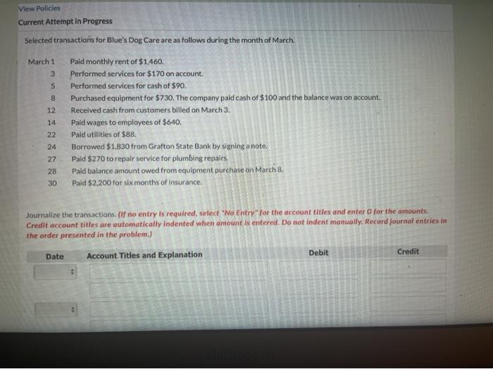  View Policies Current Attempt in Progress 3 5 8 Selected transactions
