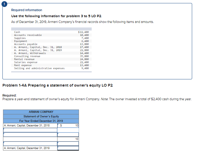Please check my partial work and answer. Required Information Use the following