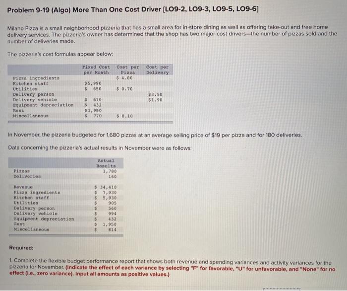  Problem 9-19 (Algo) More Than One Cost Driver (LO9-2, LO9-3, LO9-5,