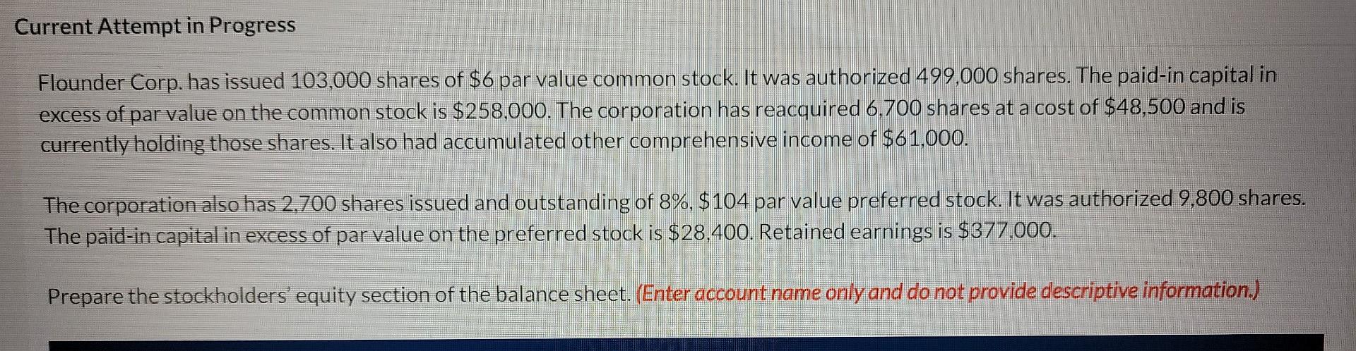  Current Attempt in Progress Flounder Corp. has issued 103,000 shares of