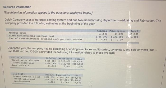  what answer is 1A to 1D please Required information [The following