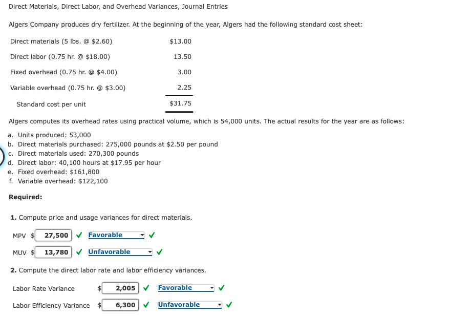  PLEASE ANSWER PART 5 ONLY! Direct Materials, Direct Labor, and Overhead