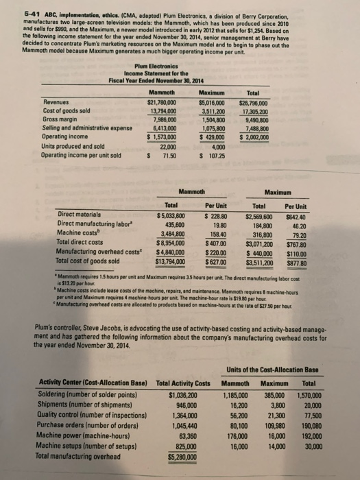 5-41 ABC, implementation, whics (CMA, adapted) Plum Electronics, a division of
