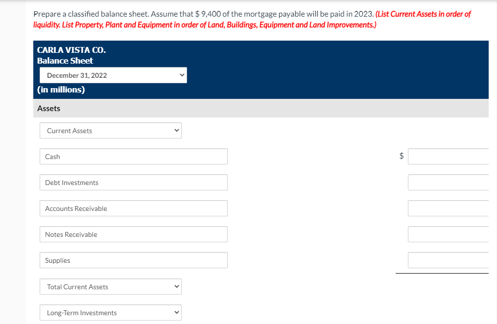 Land $ 195,000 Accounts receivable 21,800 Supplies 10,200 Cash 11,950 Equipment 82,800