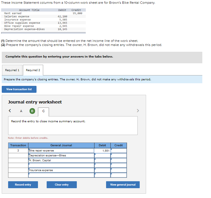 Office supplies expense Bike repair expense Depreciation expense-Bikes 42,180 5,985 13,965 2,945