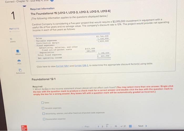  Connect - Chapter 12 - Due May 1 1 Required information