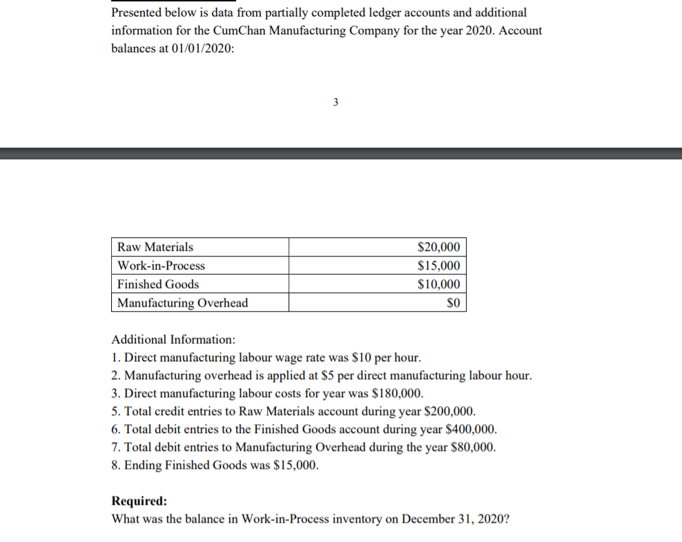  Presented below is data from partially completed ledger accounts and additional