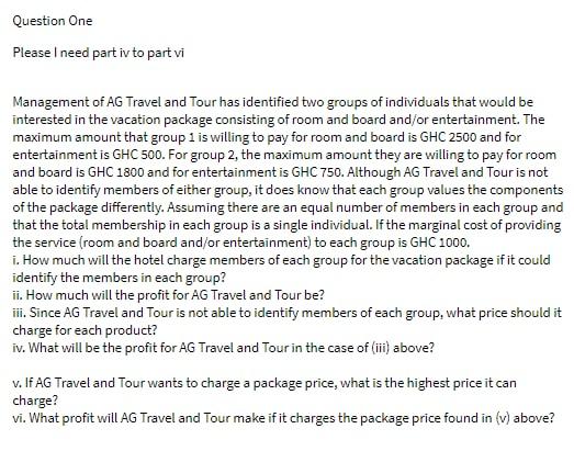 Question One Please I need part iv to part vi Management