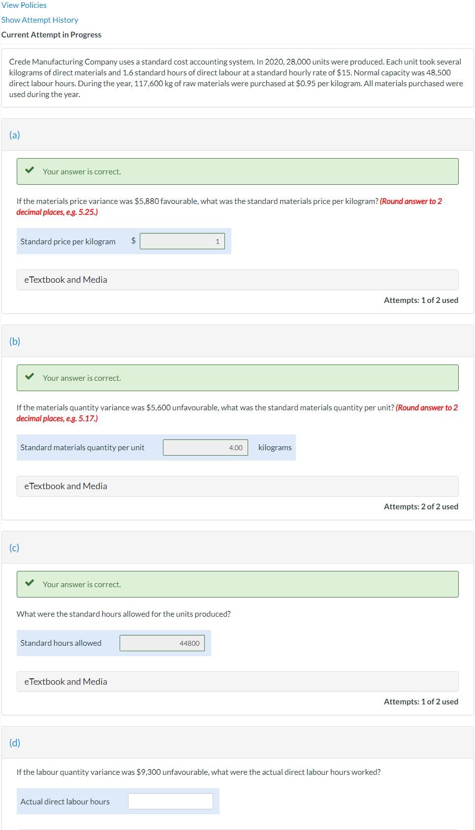 View Policies Show Attempt History Current Attempt in Progress Crede Manufacturing