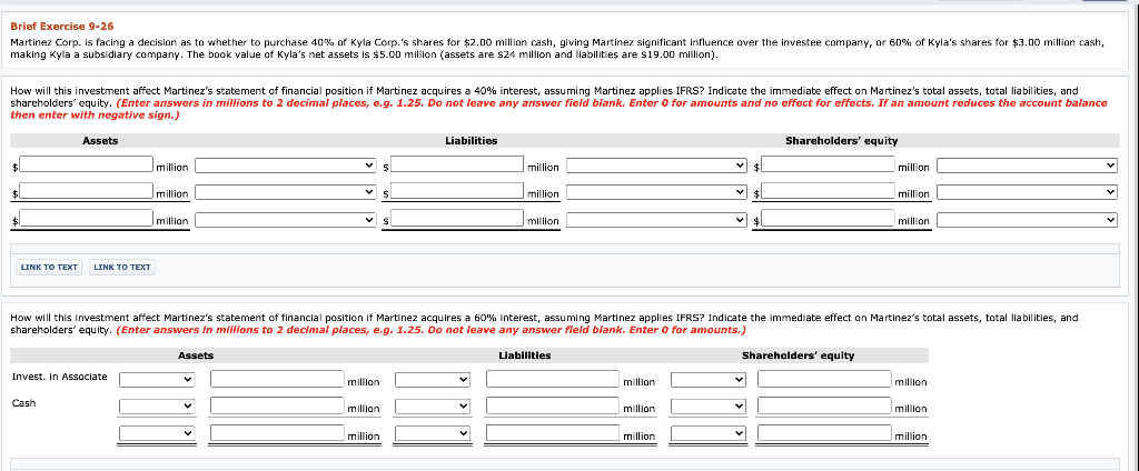 undefined Brief Exercise 9-26 Martinez Corp. is facing a decision as to