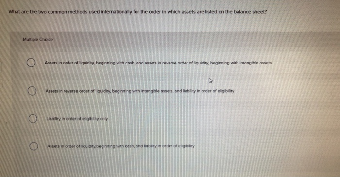 What are the two common methods used internationally for the order