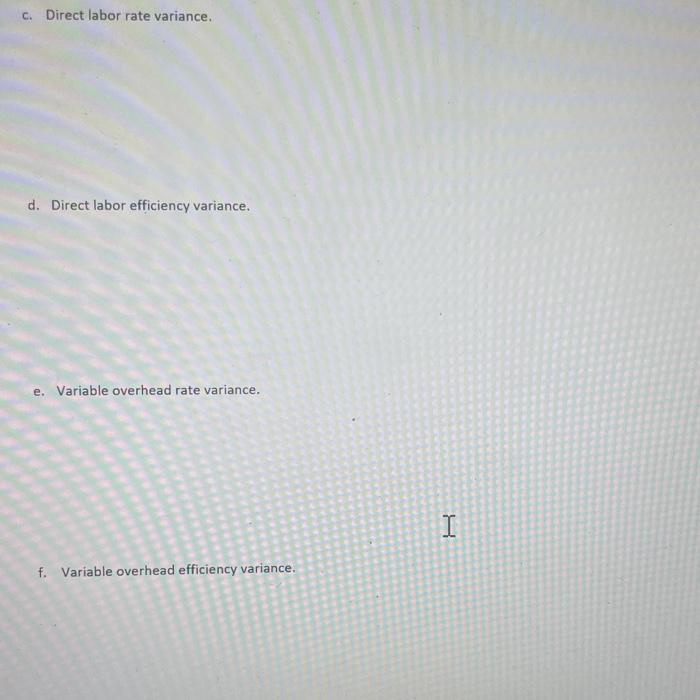 variance is favorable (F) or unfavorable (U). Show your calculations. Replacement Problem
