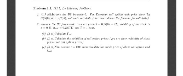  Problem 1.5. (12.5) Do following Problems 1. (3.5 pt)Assume the BS