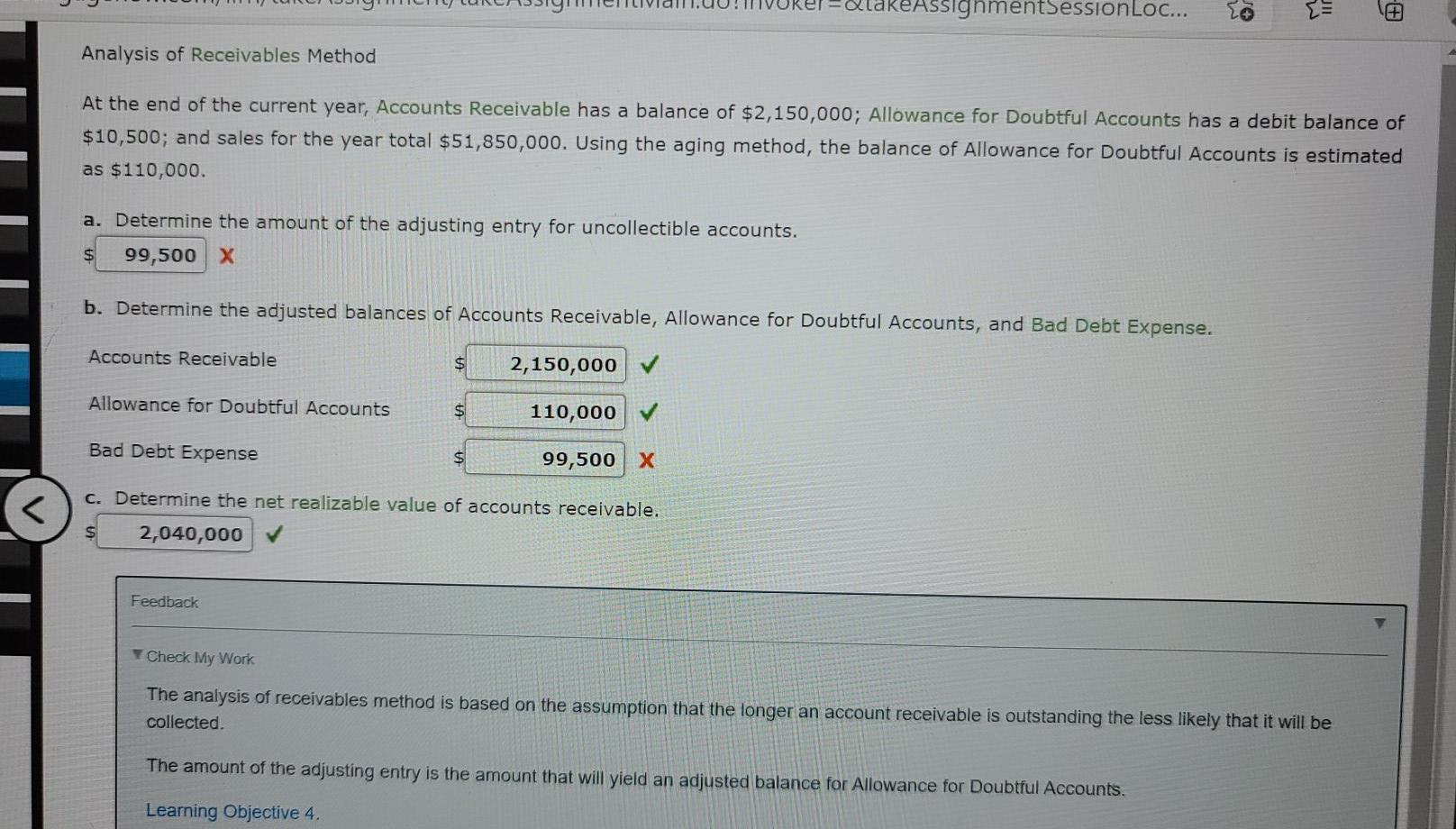 Percent of Sales Method At the end of the current year, Accounts