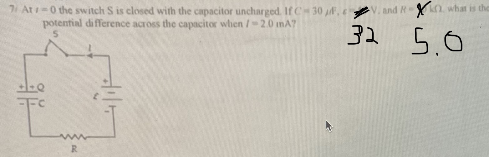 7/ At / = 0 the switch S is closed with