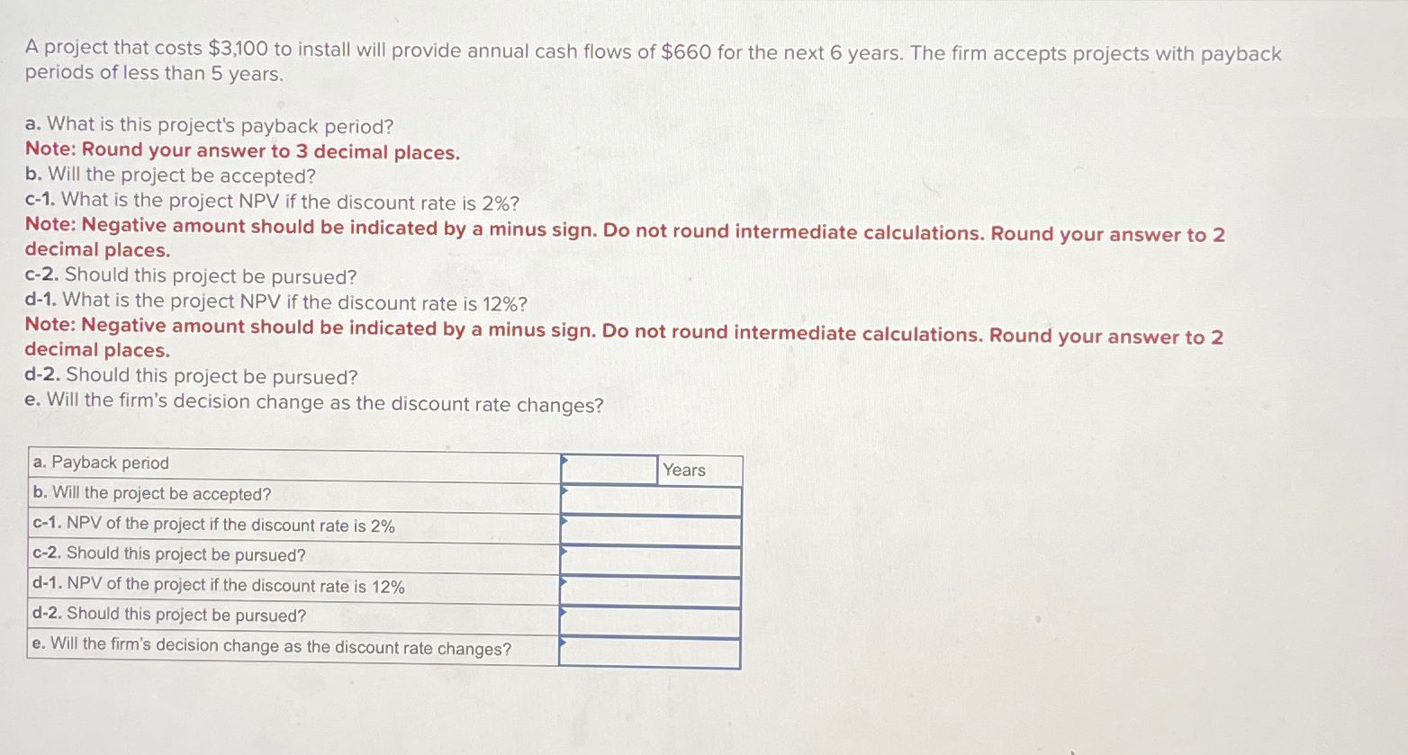  A project that costs $3,100 to install will provide annual cash
