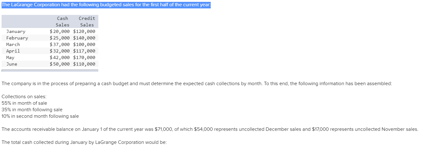  Please Solve for multiple choice in image. Explain. The LaGrange Corporation