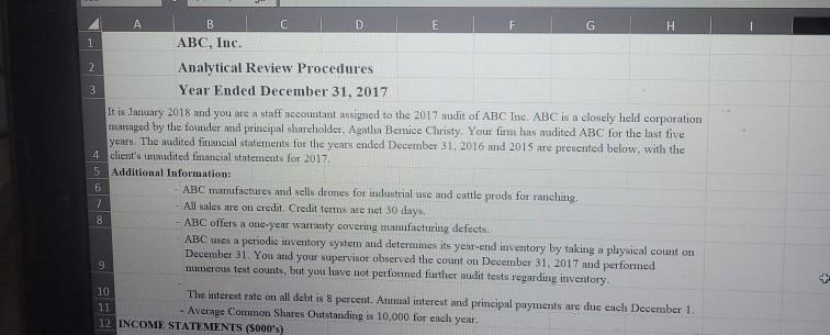  B C D E G . 1 ABC, Inc. 2 Analytical