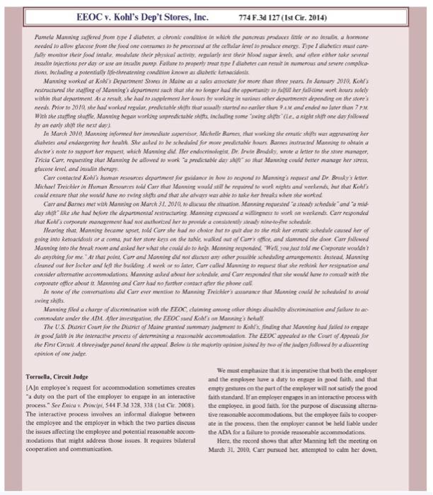 Write a brief for EEOC V. Khol's Dep't Stores Inc EEOC v.