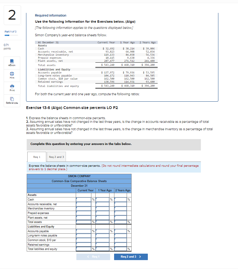 Prlor Year and Current Year trend percents for net sales using the
