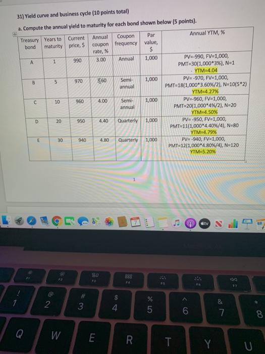  Use this information to plot a Treasury Yield Curve 970 31)