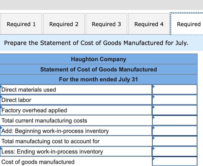  Required 1 Required 2 Required 3 Required 4 Required Prepare the