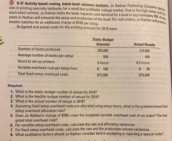  izes in printing specialty textbooks for a small but profitable college