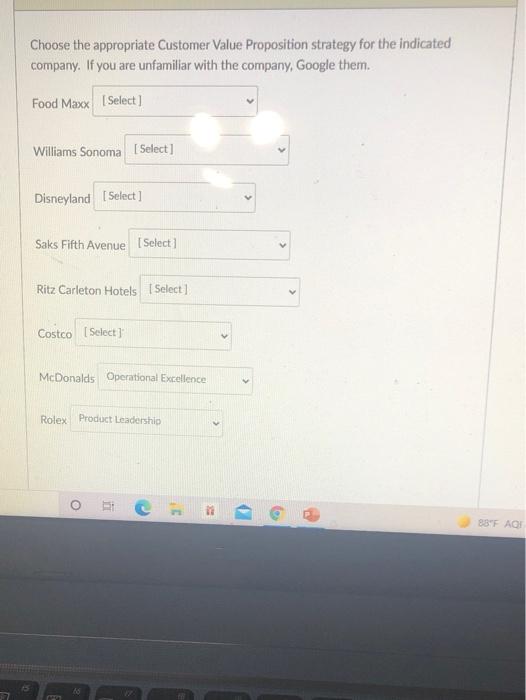 i need help im stuck ! the options are customer Intimacy Product