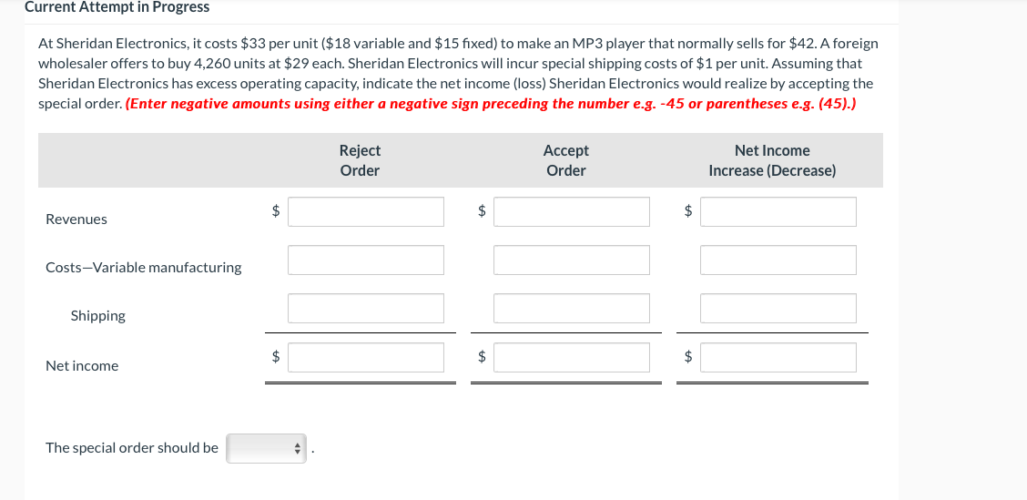 Current Attempt in Progress At Sheridan Electronics, it costs $33 per