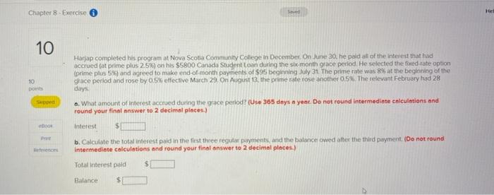  Chapter 8. Exercise Sed Hel 10 10 Spoed Harjap completed his