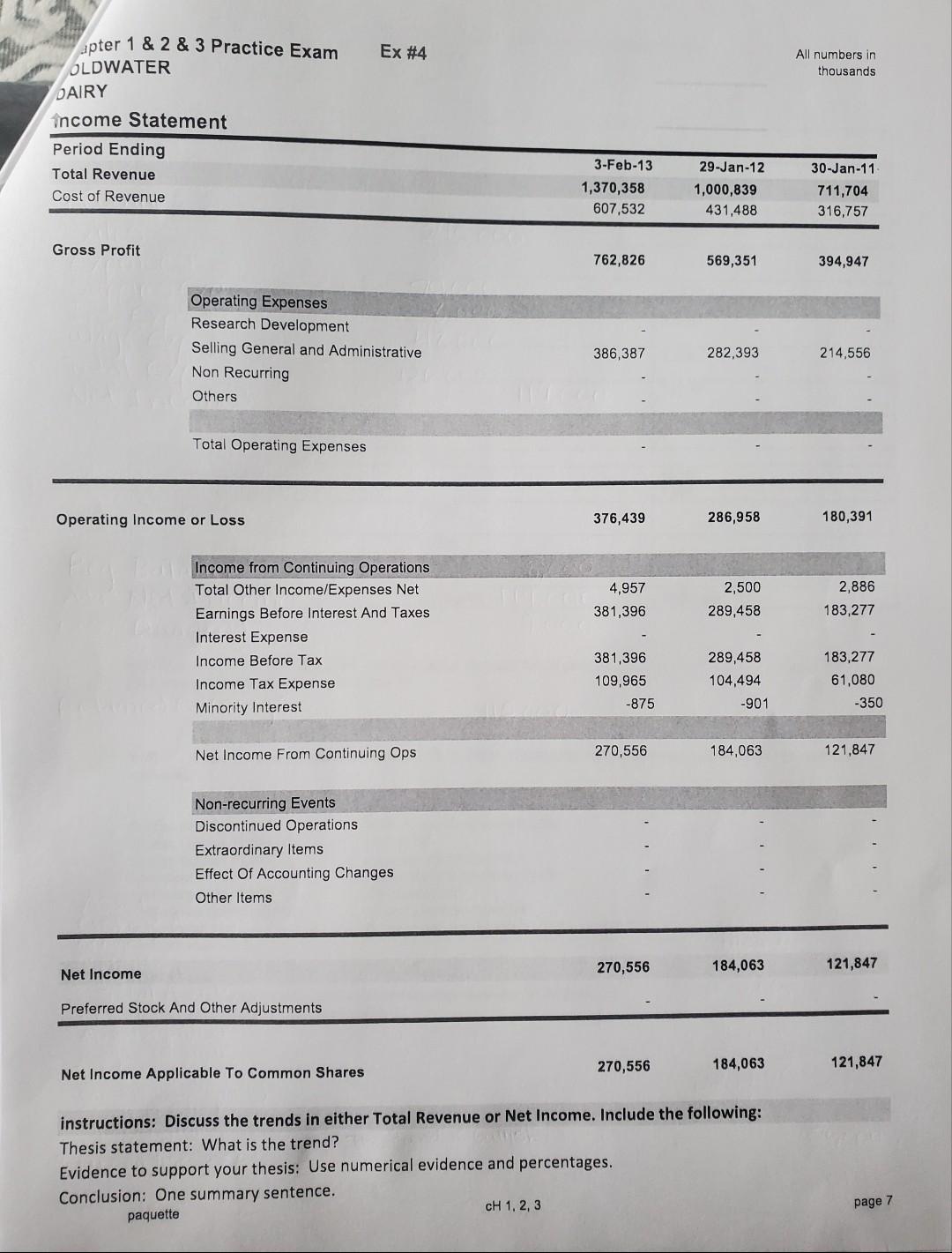  Ex #4 All numbers in thousands apter 1 & 2 &
