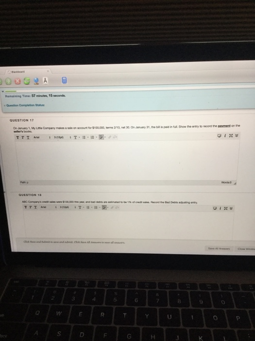  Remaining Time: 57 minutes, 15 seconds. Question completion Status: QUESTION 17
