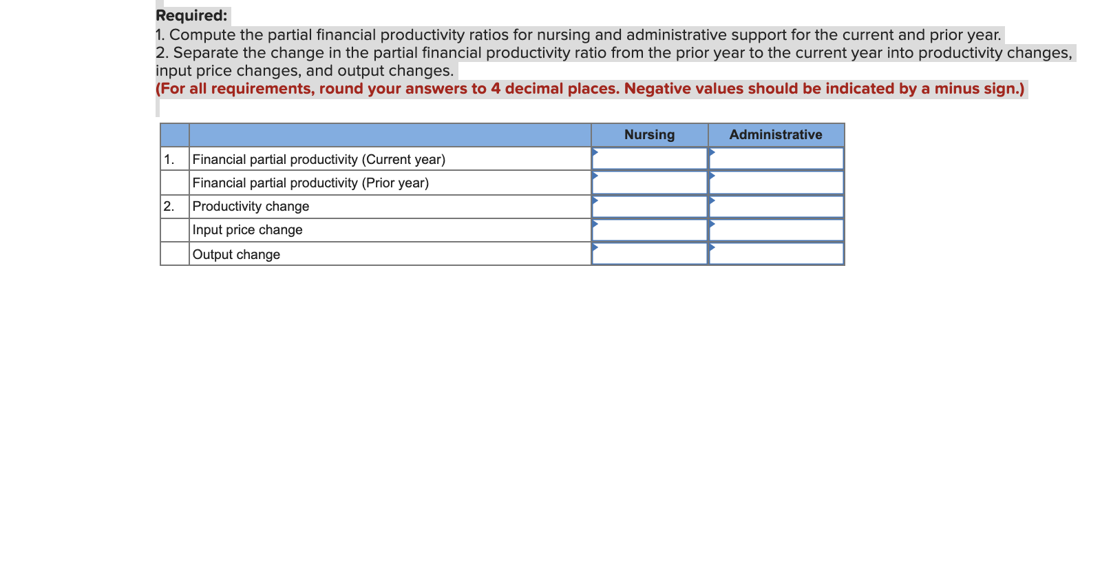 30points eBookReferences Item 2 Problem 16-49 Partial Operational and Financial Productivity; Medical