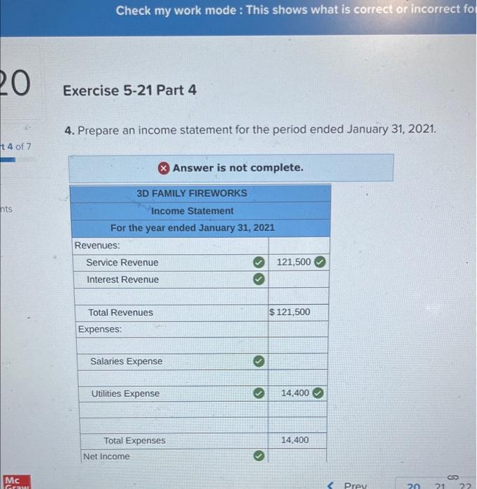 Fireworks includes the following account balances: During January 2021 , the following