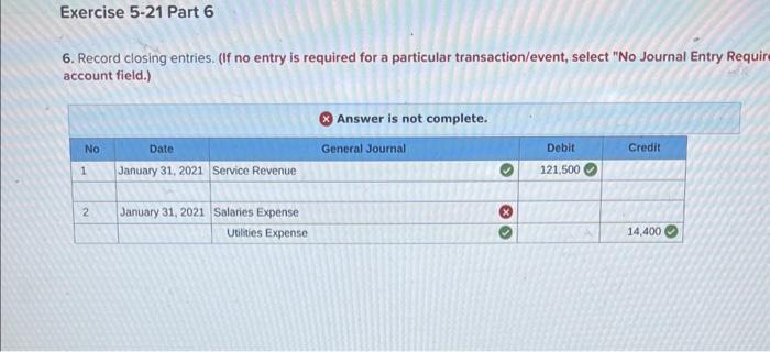 6 Provide services to customers on account, $79,400. January 15 write off
