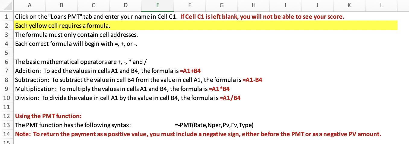 A B C D E F G H K L 1