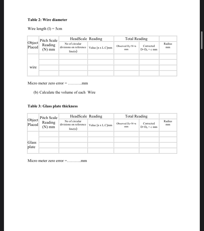 find its volume. To measure the thickness of a given glass plate
