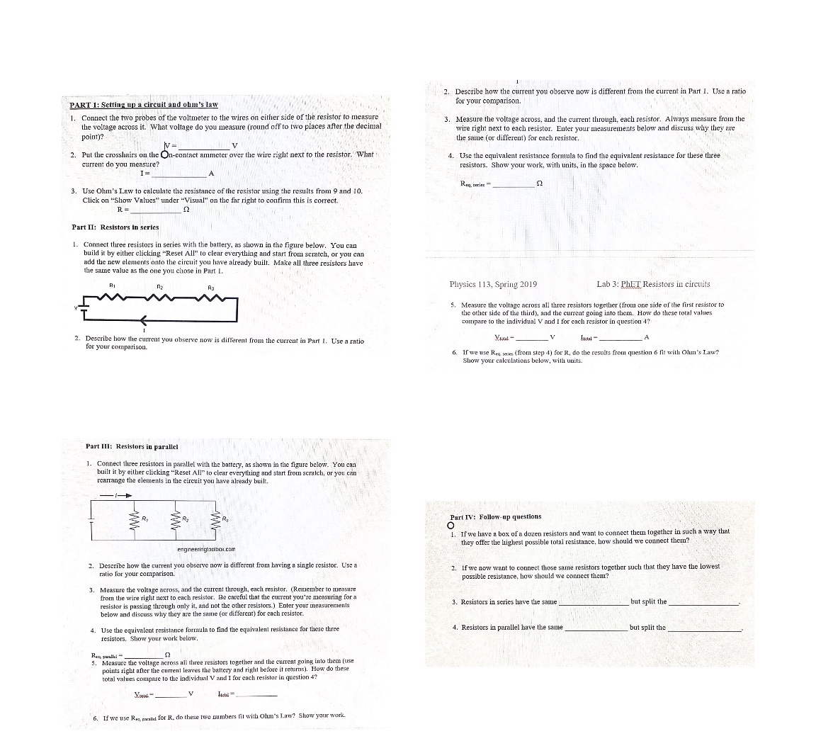 Help with lab work. Link: https://phet.colorado.edu/en/simulations/circuit-construction-kit-dc The set up is tricky as