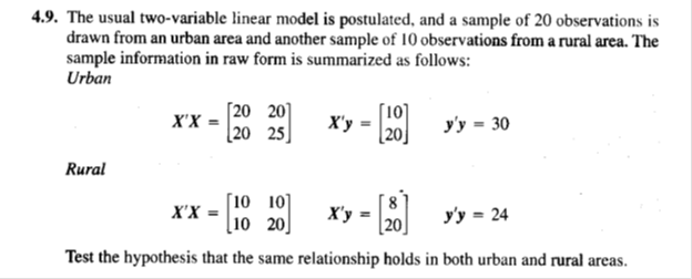 Econometric help... Urgent answer for Question 4.9 4.9. The usual two-variable linear