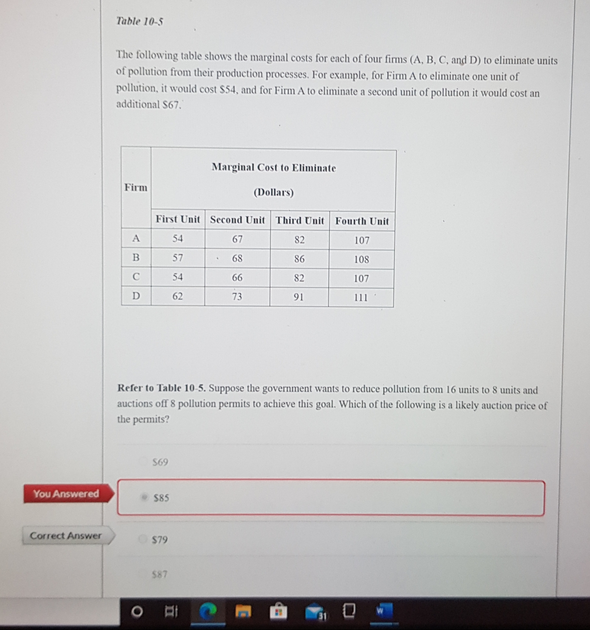 Please provide calculation and justification for all answer Table 10-5 The following