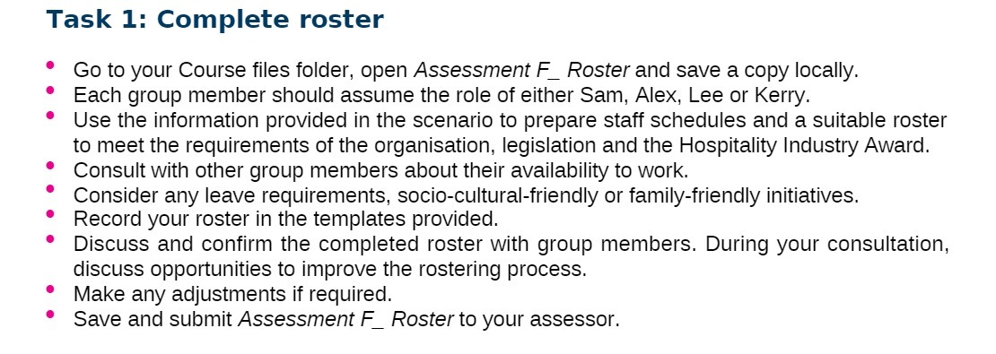 Task 1: Complete roster Go to your Course files folder, open