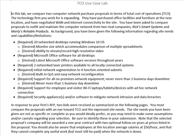  TCO Use Case Lab In this lab, we compare two computer