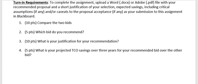 network purchase proposals in terms of total cost of operations (TCO). The