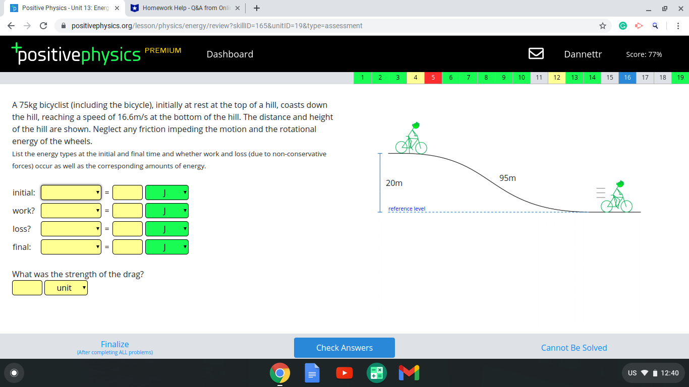 p Positive Physics - Unit 13: Energ X Homework Help -