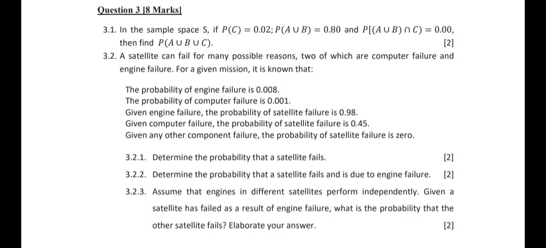 Question 3 |8 Marks| 3.1. In the sample space S, if