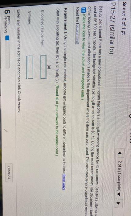 on the budgeted number of gifts to be wrapped and allocate costs