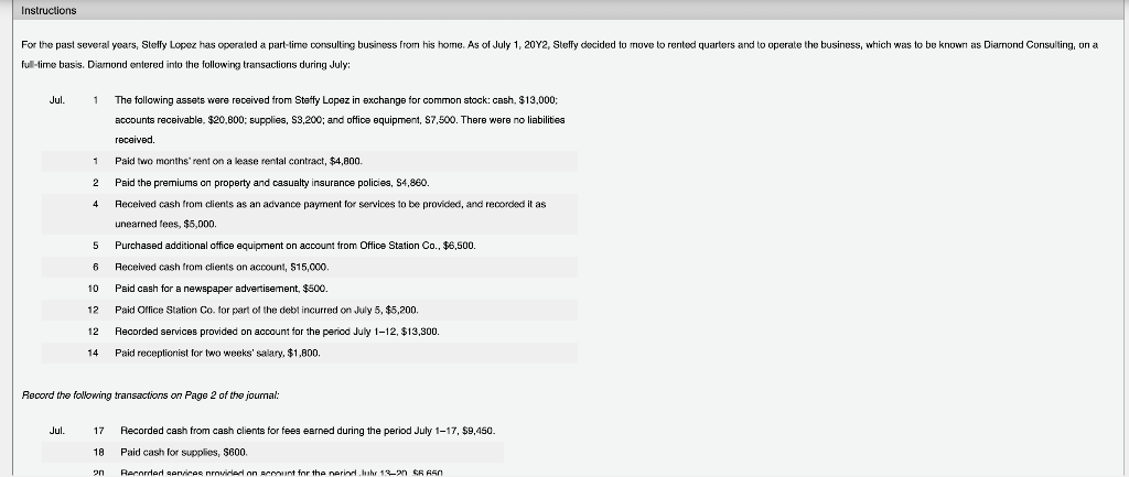 please help Instructions For the past several years, Steffy Lopez has