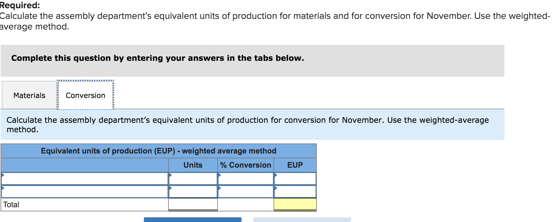 departments, assembly and painting. The assembly department started 11,700 units during November.